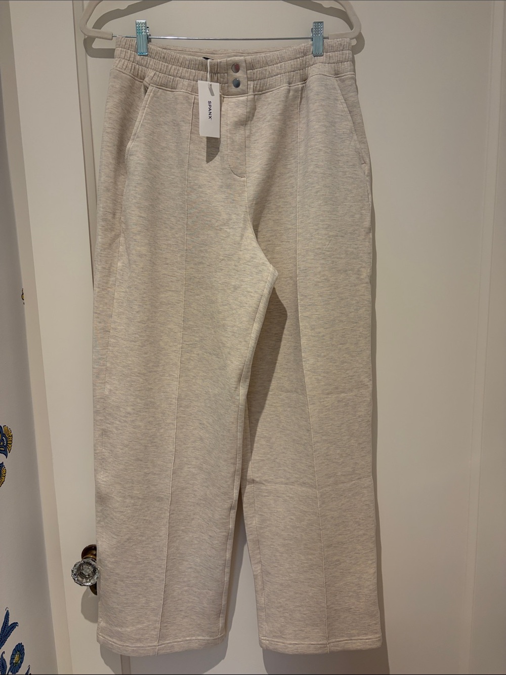 SPANX Heather Cream Brushed AirEssentials Straight Leg Pants